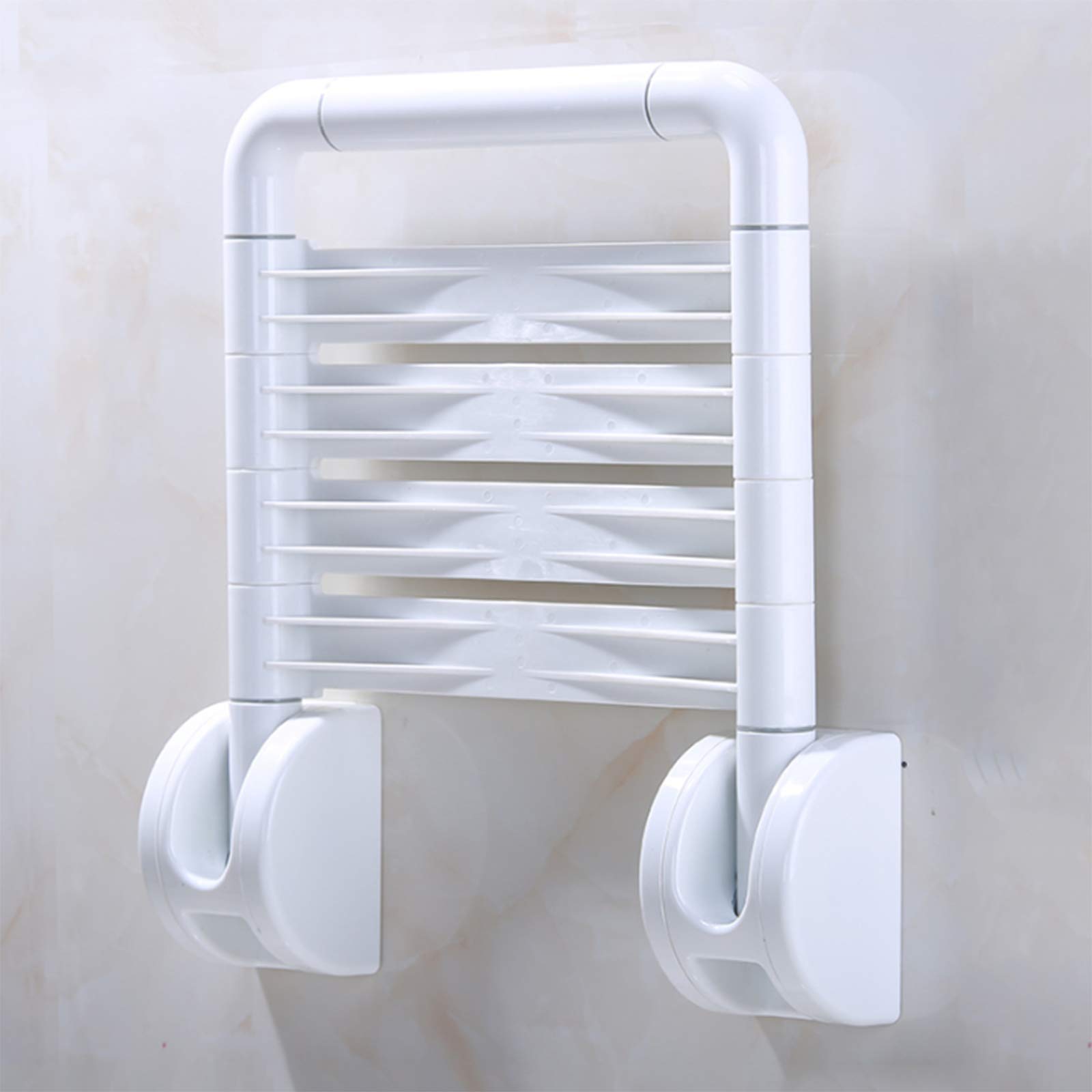 Sedile da Doccia Pieghevole, Sedia da Doccia a Parete per Anziani, con Cerchio Luminoso All'Interno Del Bagno Sgabello Doccia M Carico 200Kg/Brown38X33.8X46Cm/White