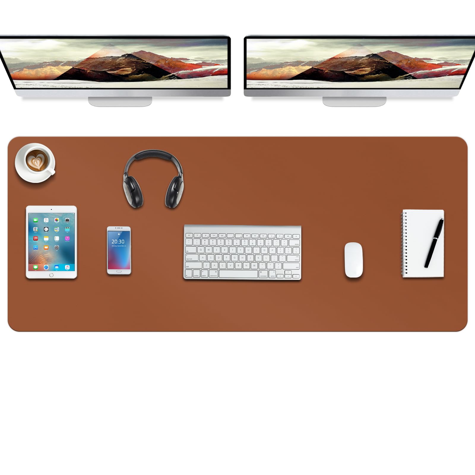 Boutilon Leather Desk Mat - 47" x 24" XXX Large Business Desk Pad, Waterproof, for Keyboard and Mouse, Brown — image 1