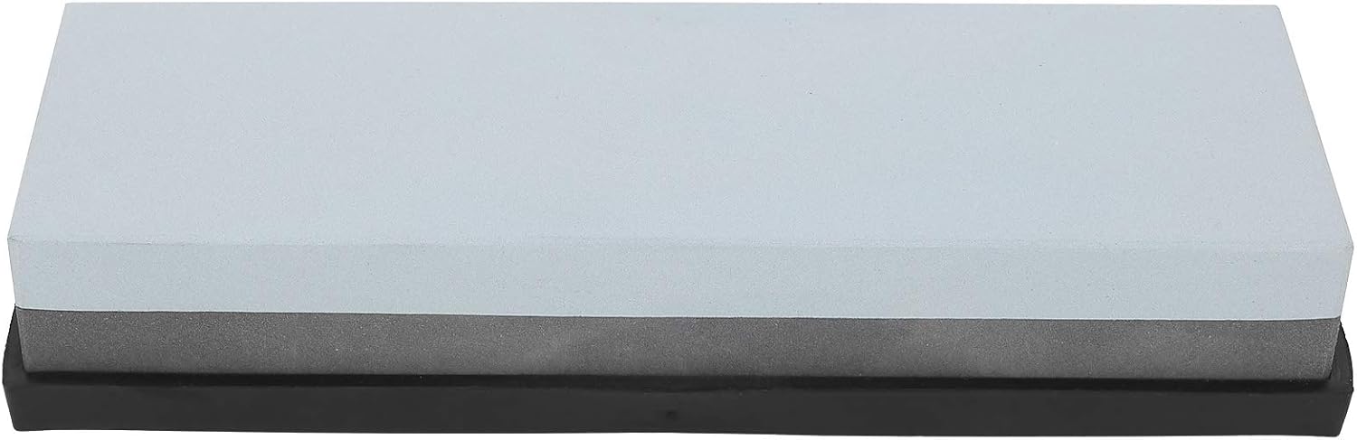 Hilitand Knife Sharpening Stone Whetstone Grindstone White Corundum Dual Sided Coarse Fine Grit 18 x 6 x 3cm with Fixed Angle Base for Kitchen Knives