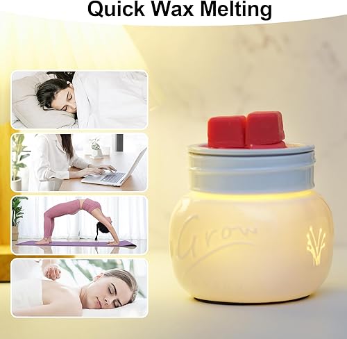 Miniatura 4 de Geronland Calentador de cera para perfumado, calentador de cera para derretimiento, calentador de cera de cerámica 3 en 1, calentador de cera
