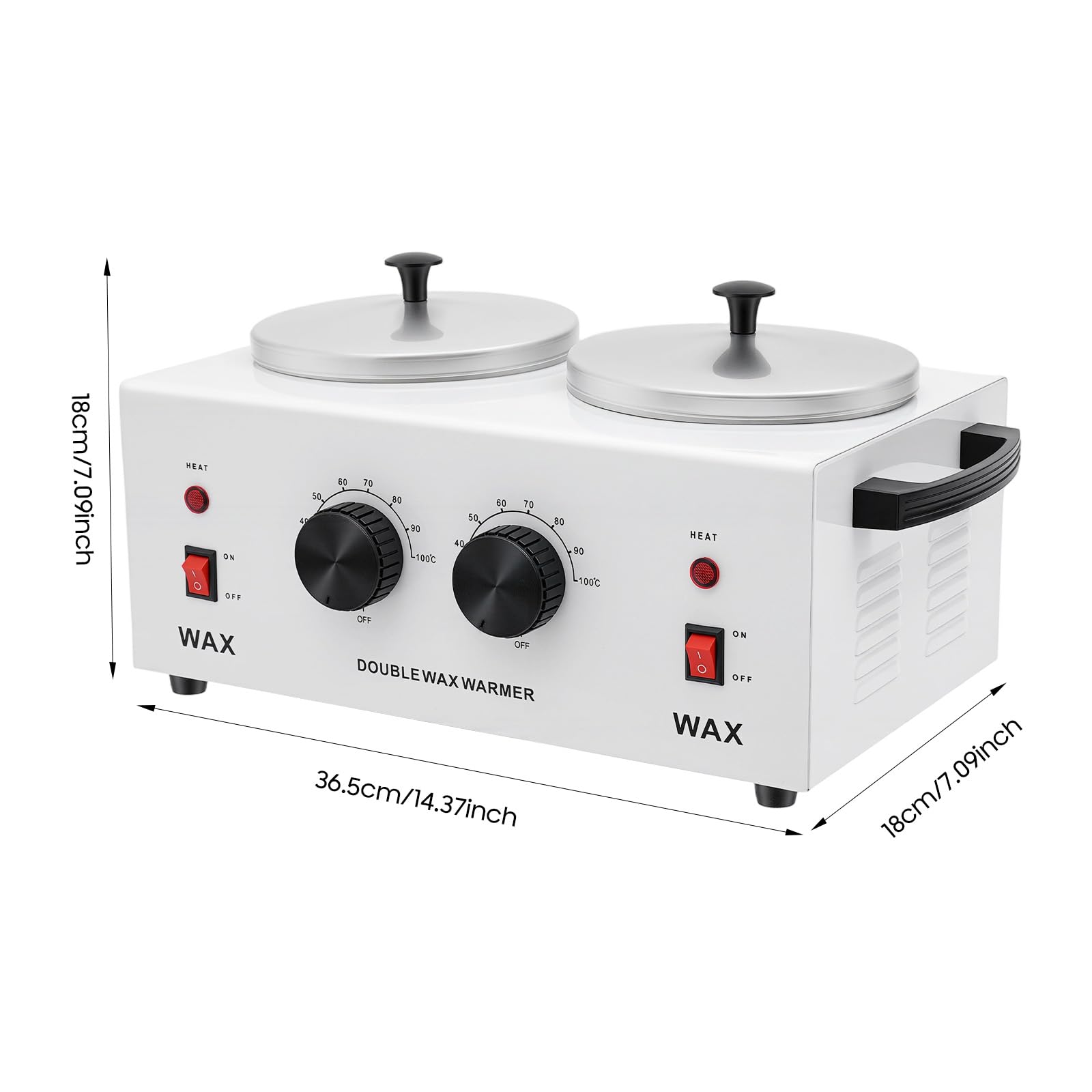 Podwójny podgrzewacz wosku 200 W, do usuwania włosów, podgrzewacz wosku, 2 doniczki, 400 ml x 2, profesjonalny podgrzewacz wosku 0-100°C, regulacja temperatury do domu, salonu fryzjerskiego