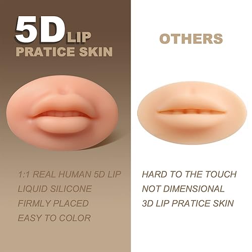 Miniatura 3 de CHUSE Módulo de práctica de labios realistas de silicona suave 5D para maquillaje semipermanente, práctica de microblading de silicona, labios de