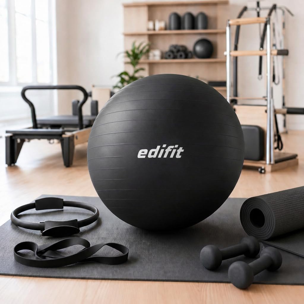 Edifit, Ballon Grossesse, 55, 65 et 75, Swiss Ball, Gym, Pilates, Gonfleur Inclus, Fitness Materiel, Gymnastique, Yoga Accessoires