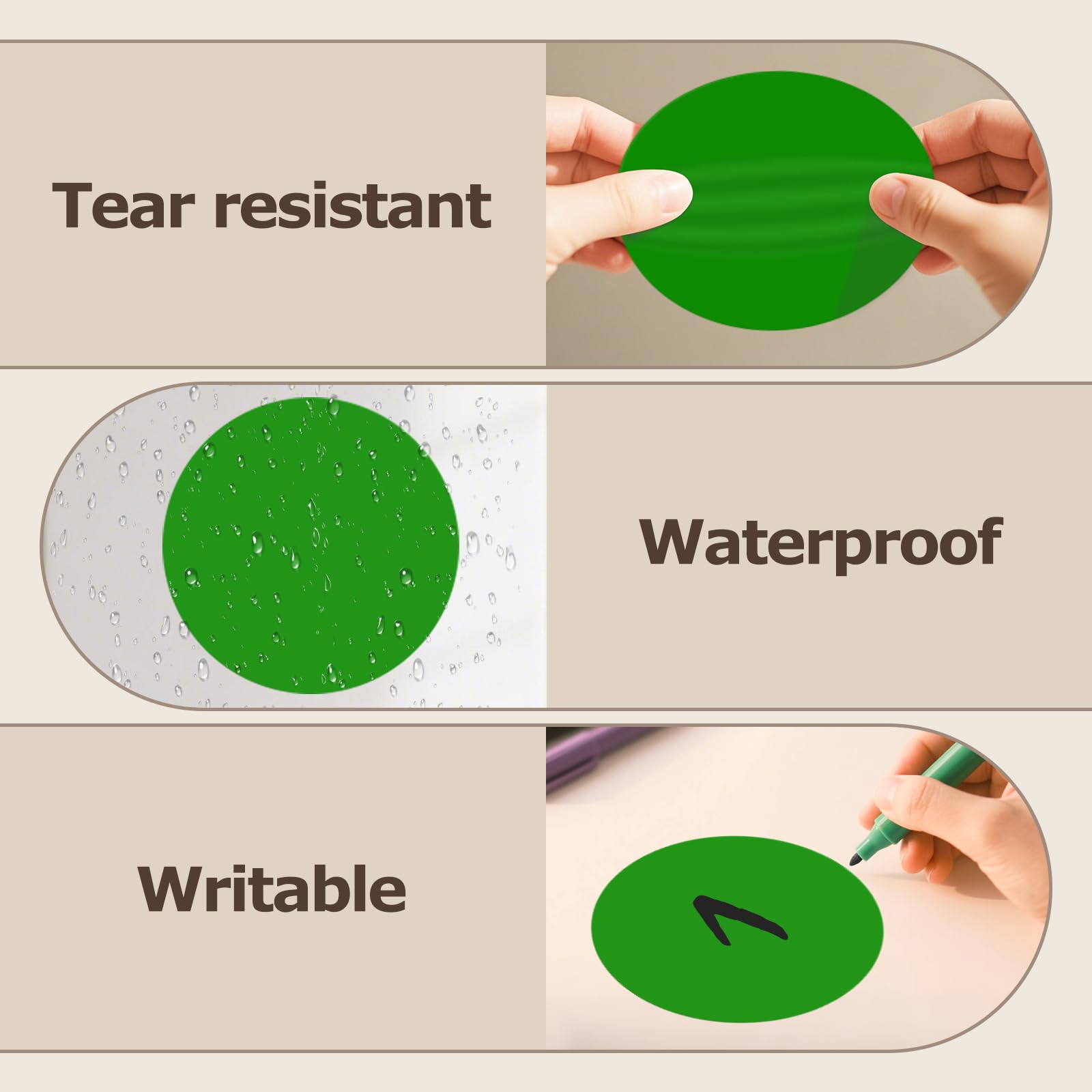 300 adesivi verdi rotondi, grandi, 100 mm, autoadesivi, per codificare i colori, impermeabili, per traslochi, scuole, magazzini