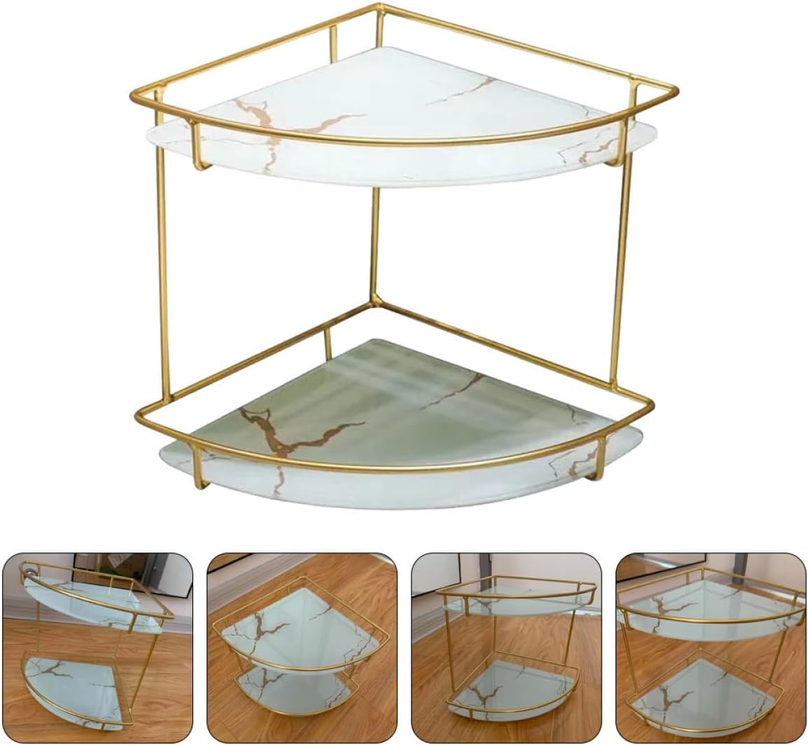 Triangular Corner Shelf and Desktop Storage Rack for Bathroom Kitchen Bedroom Space-saving Makeup Organizer Vanity and Skincare Product Holder