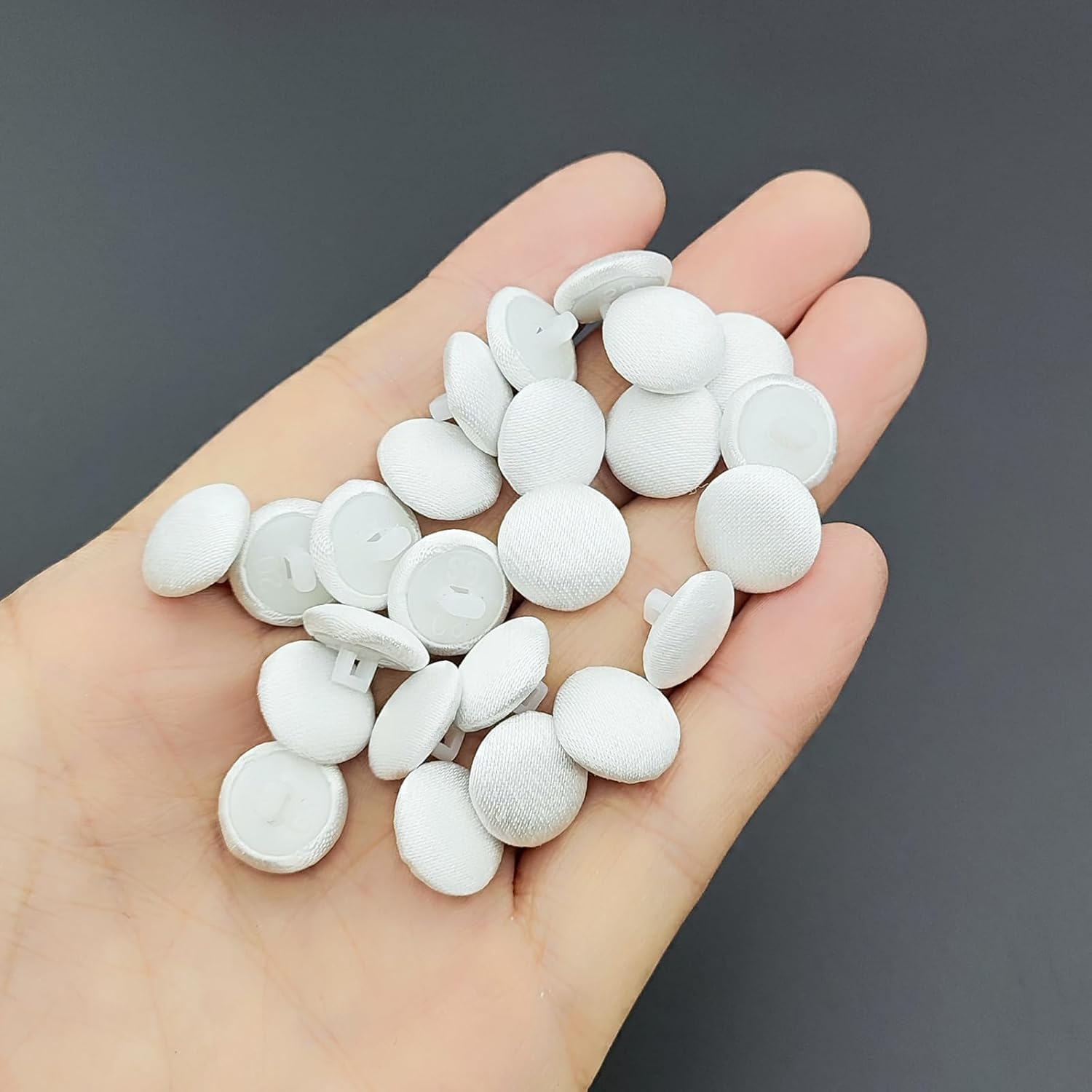 30PC Set 1/2 Inch Ivory Satin Fabric Covered Buttons with Shank and Buttonhole for Wedding Bridal Dress and DIY Sewing Clothing Dress Handmade Craft - Image 2