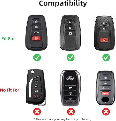 Miniatura 6 de OFFCURVE Funda de cuero para llave de automóvil de 34 botones, protector de llavero compatible con Toyota Camry Corolla Highlander RAV4 Avalon Prius