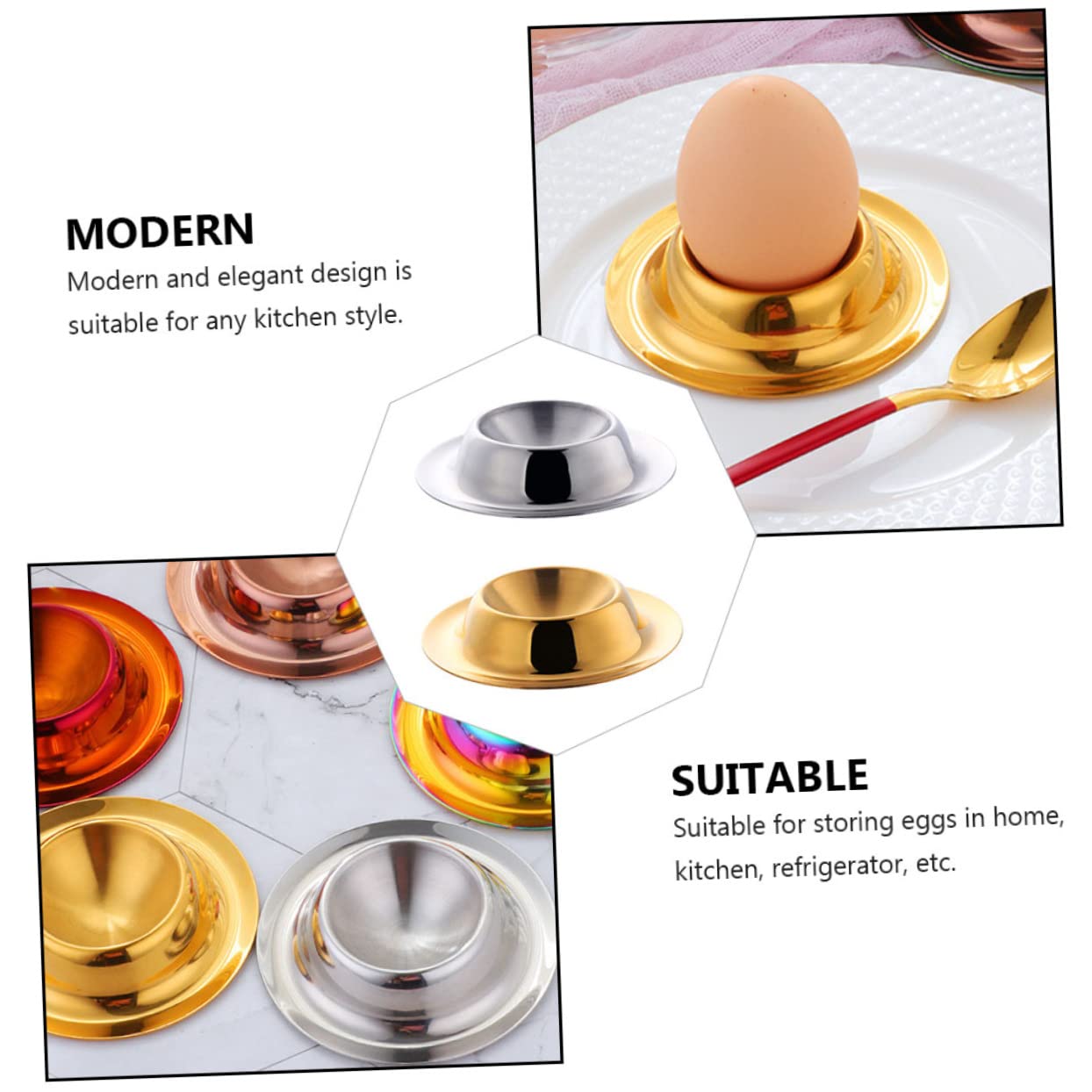 TOPBATHY 6pièces Support à Oeufs Acier Inoxydable Coquetiers Élégants Or Et pour Oeufs Coque Et Accessoire De Table Pratique Et Chic