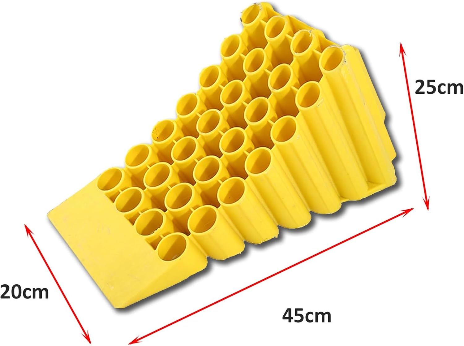 Wheel Chocks, Tire Blocks with Metal Non-Slip Base for RV & Trailer, Fit for Most Tyre Sizes, Carrying Handle, Eye-catching Yellow Color
