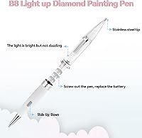Vista 4 de Accesorios de pintura artística de diamantes con puntas de bolígrafo de metal iluminadas y cabezales de bolígrafo de repuesto múltiple, B7 Blanco
