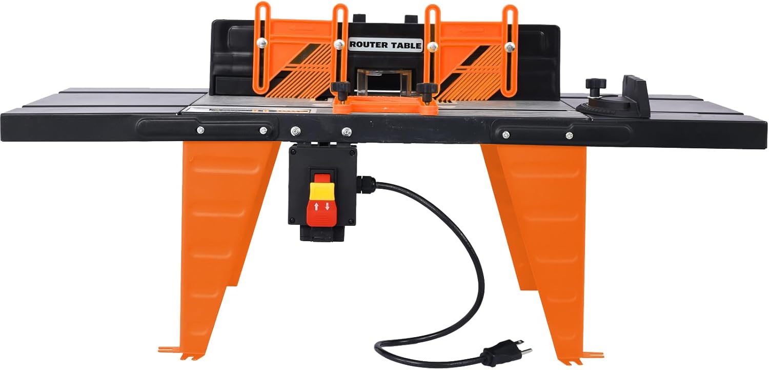 Electric Benchtop Router Table Wood Working Tool,Black,Orange Color (Black+Orange, 34IN-1)