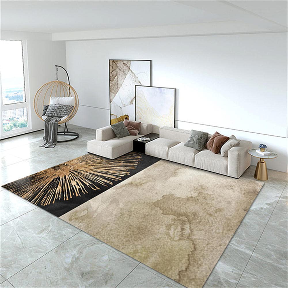 Moquette salon design abstrait noir or pour transformer votre chambre moderne