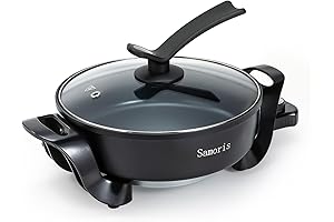Samoris Electric Skillet with Lid, 3 Quart 10 inch Round Cooker with...