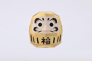 REKISEISHA 3D Paper Crafts [Daruma Doll (Gold)] Metal Leaf Paper Craft Made in Japan Ideal for Interior Decoration and Gifts