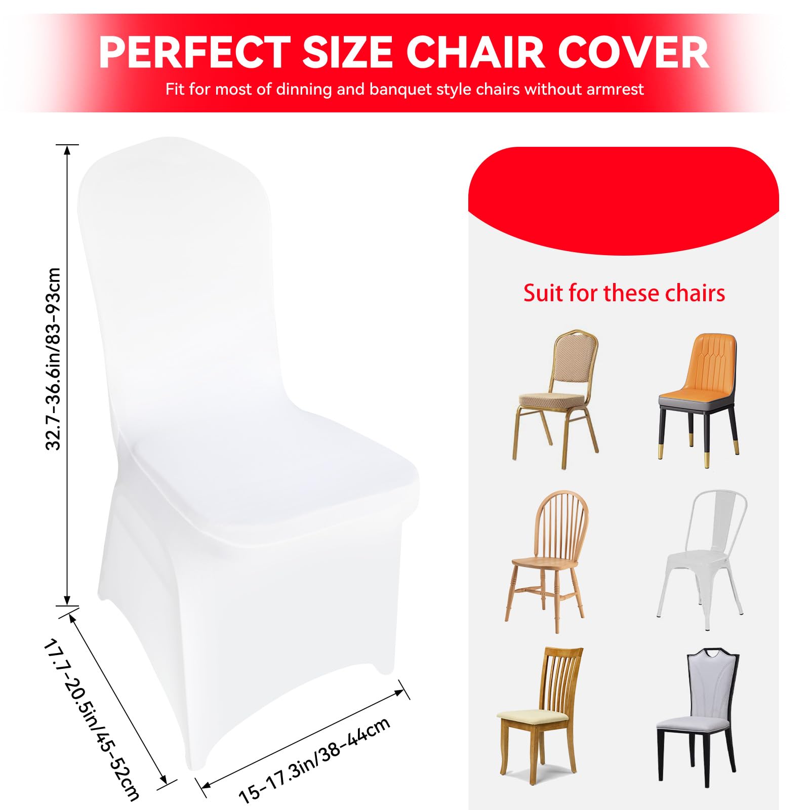 LIUJIAYI 30 Pcs White Stretch Chair Covers - Premium Polyester Spandex Slipcovers for Wedding, Party, Banquet, Dining & Event Chairs