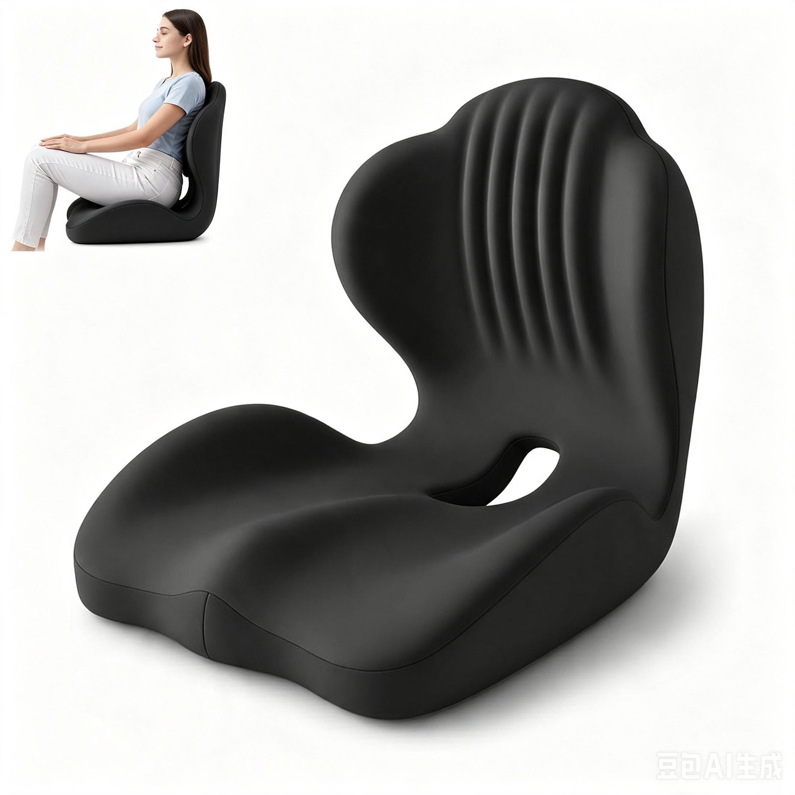 AHSBND Seat Cushion Memory Foam: Back Support Office Chair Sciatica Lumbar Support Pillow Coccyx Cushion for Tailbone Pain Gaming Car Dining (black)