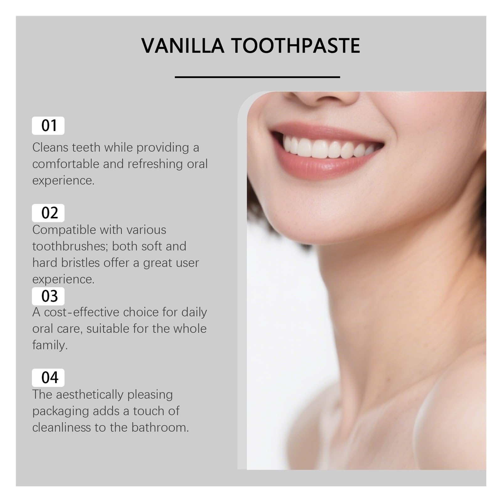 Pasta de Dientes Sabor Vainilla 50g. Textura cremosa y suave. Refresca el aliento. Adecuado for cuidado bucal diario. Unisexo(3pcs)