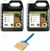 Postsaver Creostain Creocote Oil-Based Wood Treatment | Creosote Substitute | Exterior Wood Stain and Preserver | Fence Treatment | Lower VOC | Pack of 2 + Brush (Dark Brown)