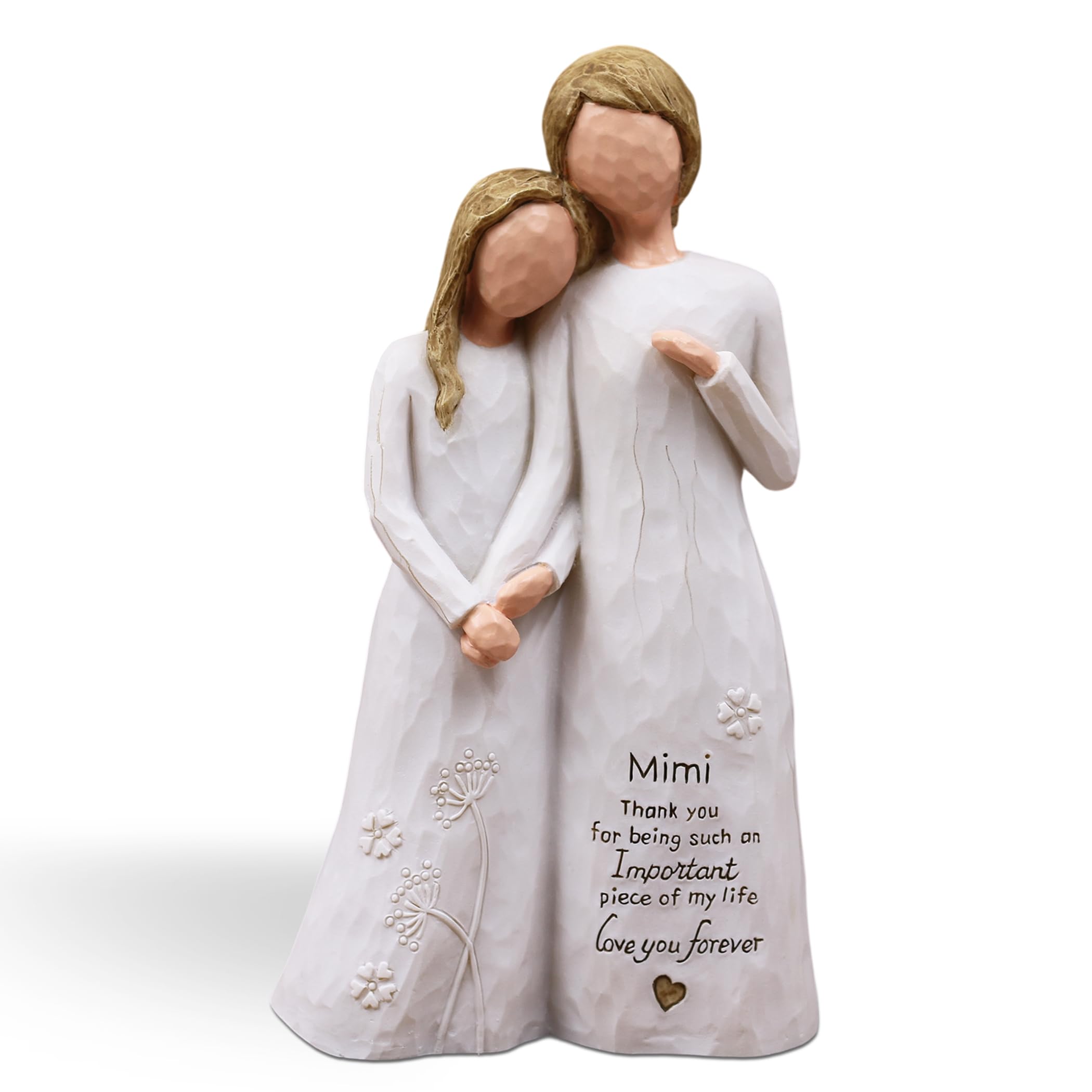 Mimi Gifts for Grandma, Gifts for Mimi, Grandma Gift for Birthday Christmas Mothers Day, Grandmother Granddaughter Embrace Hand-Painted Resin Figure
