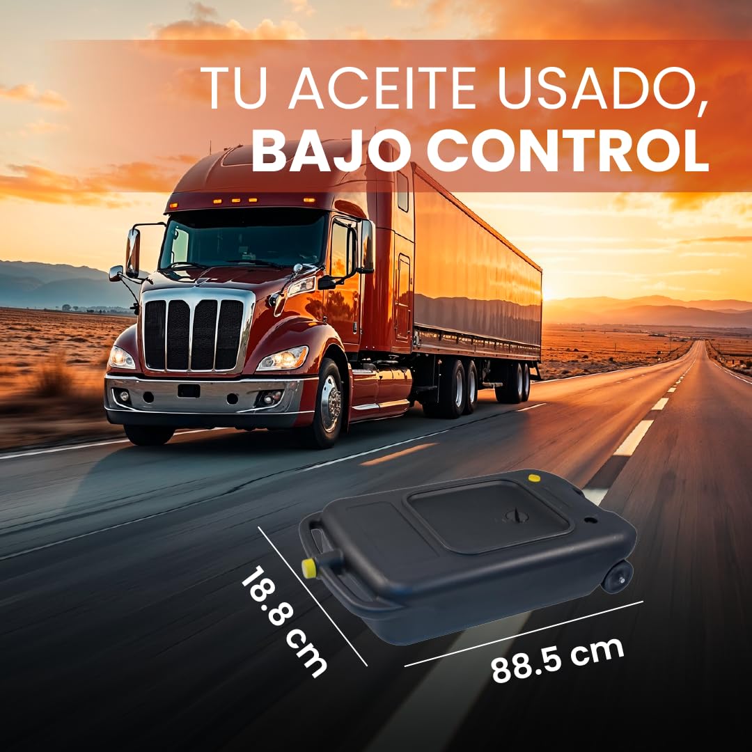 BIDÓN RECOGEDOR Aceite Usado con Ruedas y Tapón para Camión Coche Furgoneta 45L litros - de Gran TAMAÑO XXL