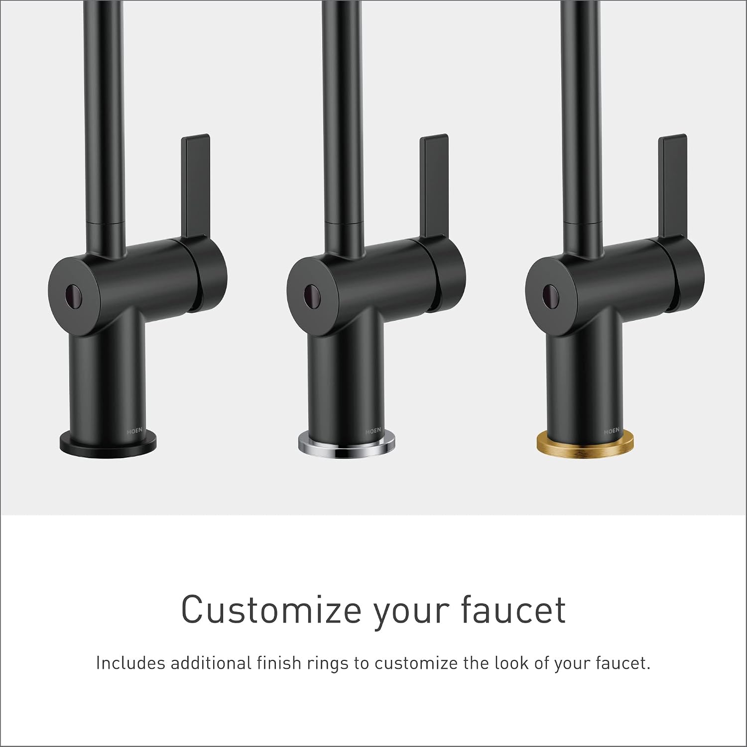 Moen Matte Black Cia Motionsense Wave Sensor Touchless One Handle Pulldown Kitchen Faucet Featuring Power Clean, Includes Optional Chrome and Brushed Gold Accents, 7622EWBL