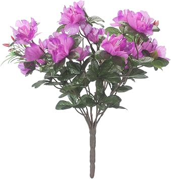 OakRidge Silk Azalea Bush - Artificial Flowers Outdoor D cor - Purple,