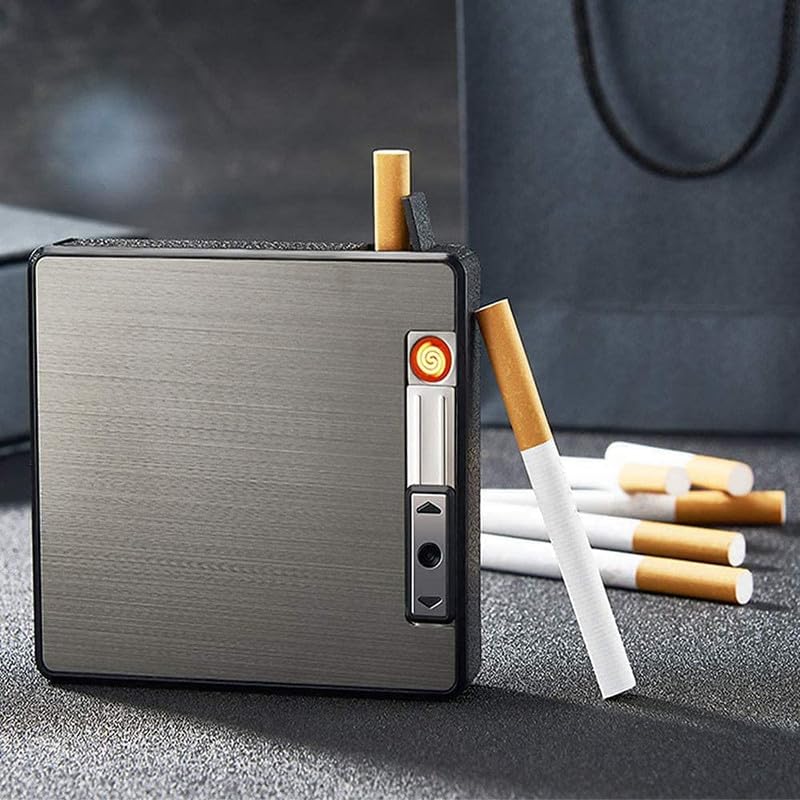 20 Sticks Cigarette Holder Case || USB Rechargeable Flame-Less Windproof Electric Lighter || Cigarette Lighter Carry Case Box (1Pcs)-image-5