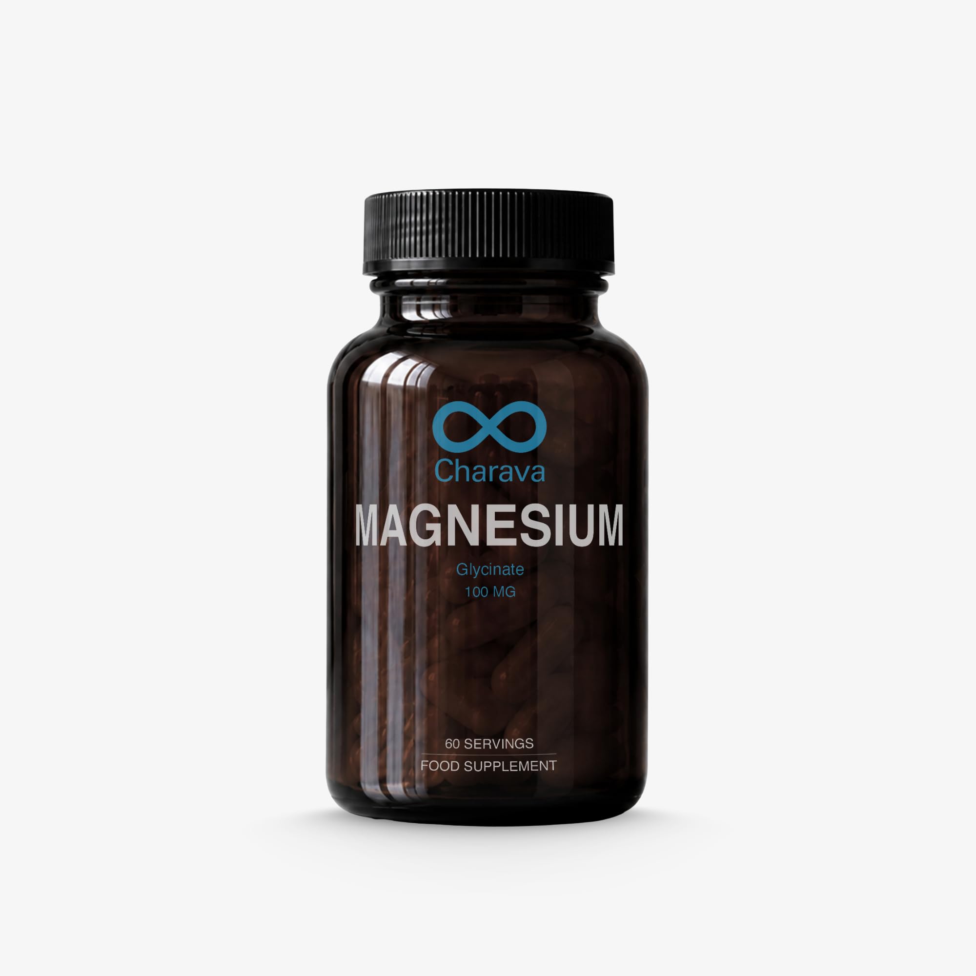 Charava Magnesium Glycinate 500mg – High Strength 60 Capsules – 100mg Elemental Magnesium per Serving – Gentle on Stomach – Supports Muscle Function, Relaxation & Sleep – UK Made