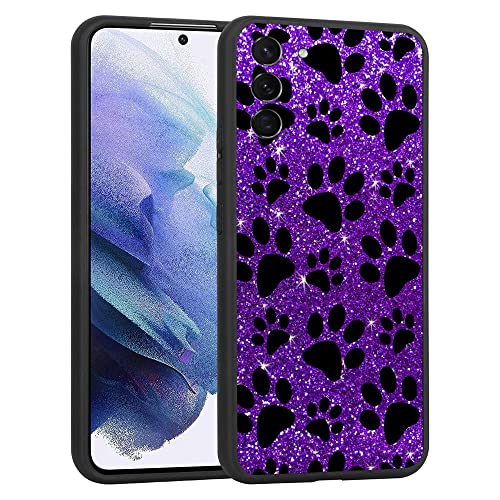 Coque Samsung S21 Plus violette et noire à motif patte de chien antichoc