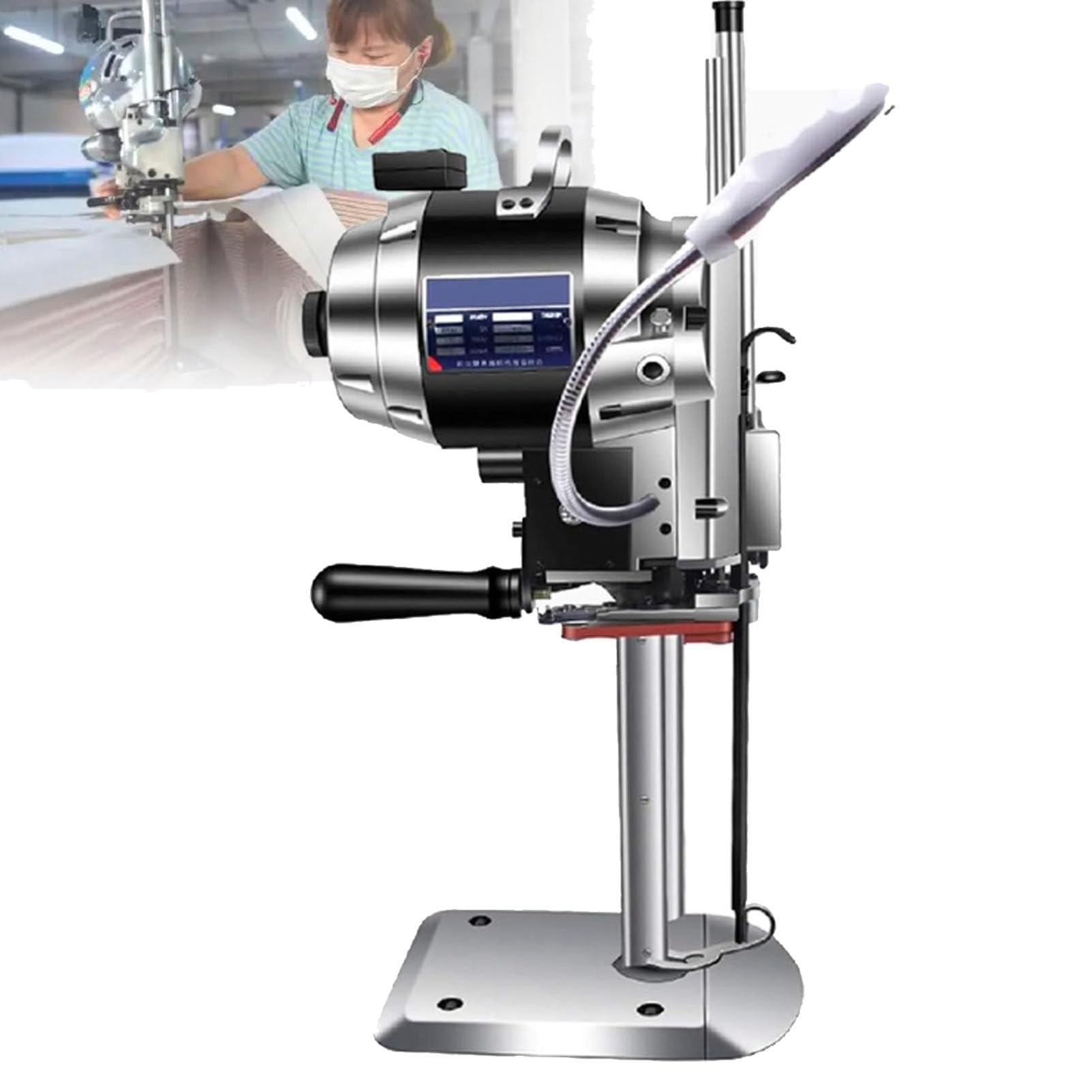 Electric Fabric Knife Cutter with LED Light and Automatic Sharpening for Textile, Leather, and Paper Cutting