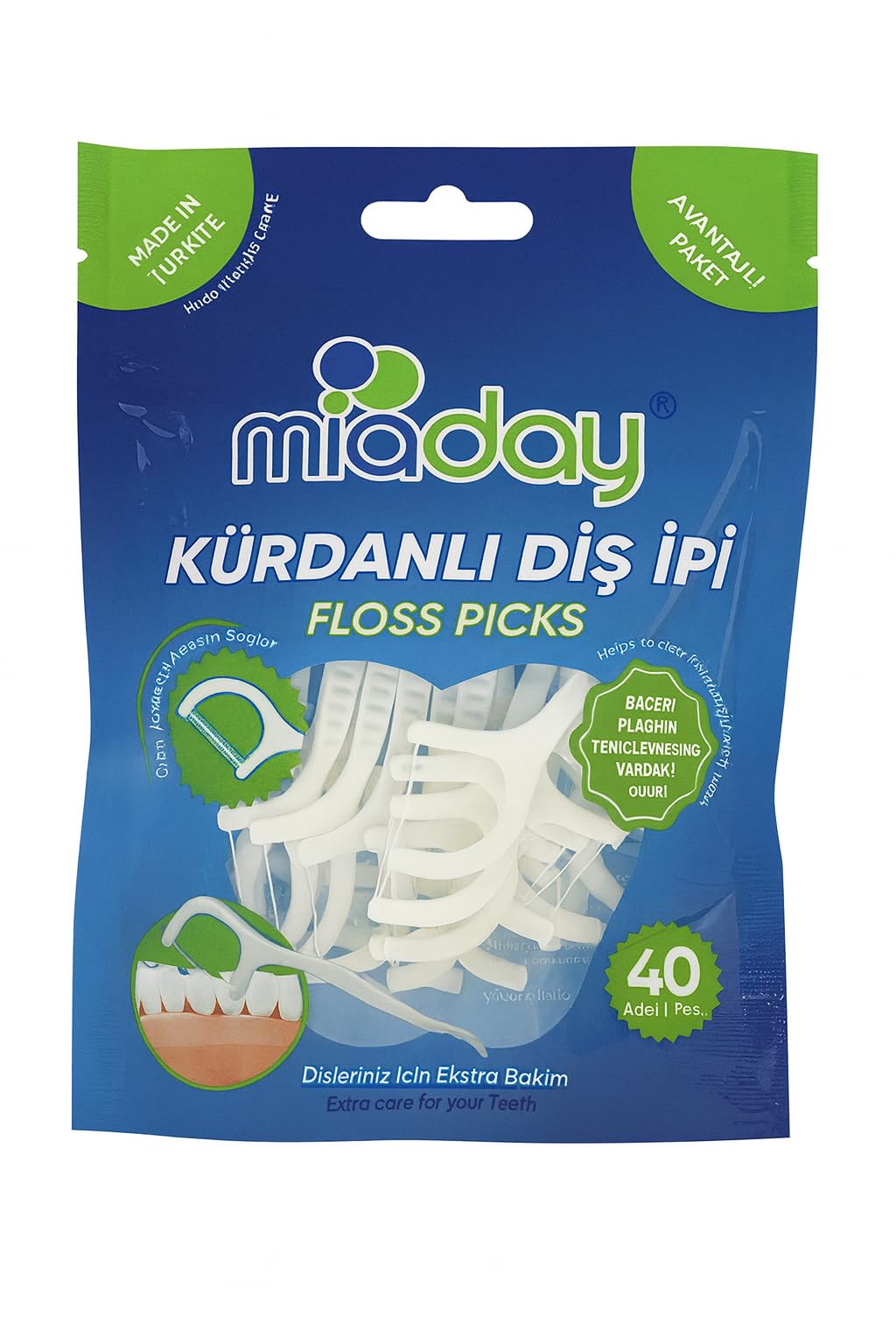 Miaday Kürdanlı Diş İpi Floss Picks – 40’lı Paket, Diş Arası Temizliği ve Ağız Bakımı İçin Pratik Çift Fonksiyonlu Kürdanlı Diş İpi