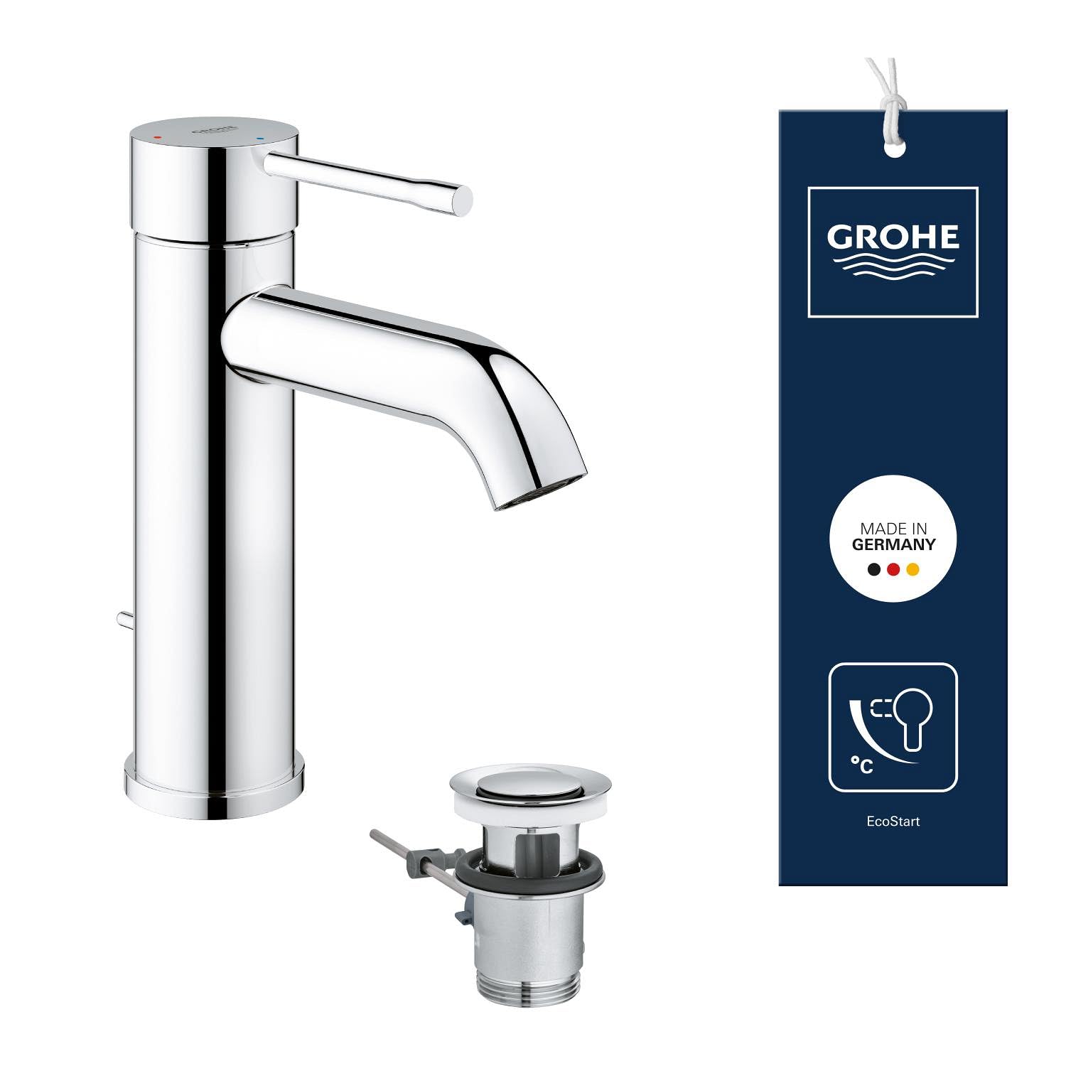 Grohe Essence Basin Mixer Tap With Pop-Up Waste - Chrome