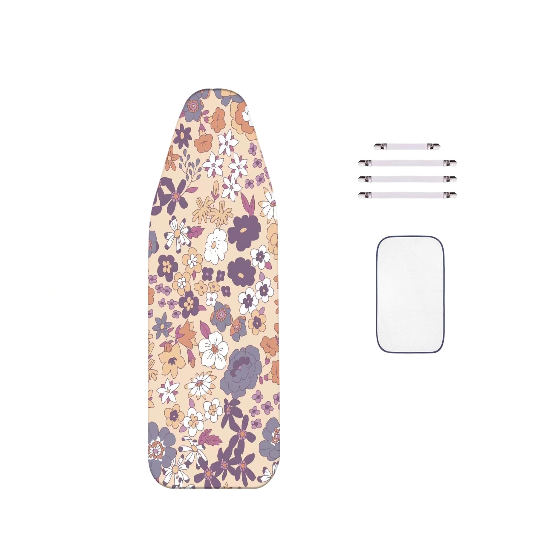 WTAIS Extra Large - Ironing Board Cover, Thickened - 2 Layer Design Pink Floral Cotton - Ironing Board Covers, with 4 Fasteners, for Steam Ironing Boards