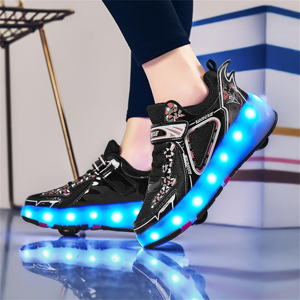 Mateju Schuhe mit Rollen für Jungen Mädchen, Kinder Rollschuhe Schuhe mit 4 Rollen, Turnschuhe Versenkbarer, Damen Herren Roller Schuhe Turnschuhe Skateboardschuhe