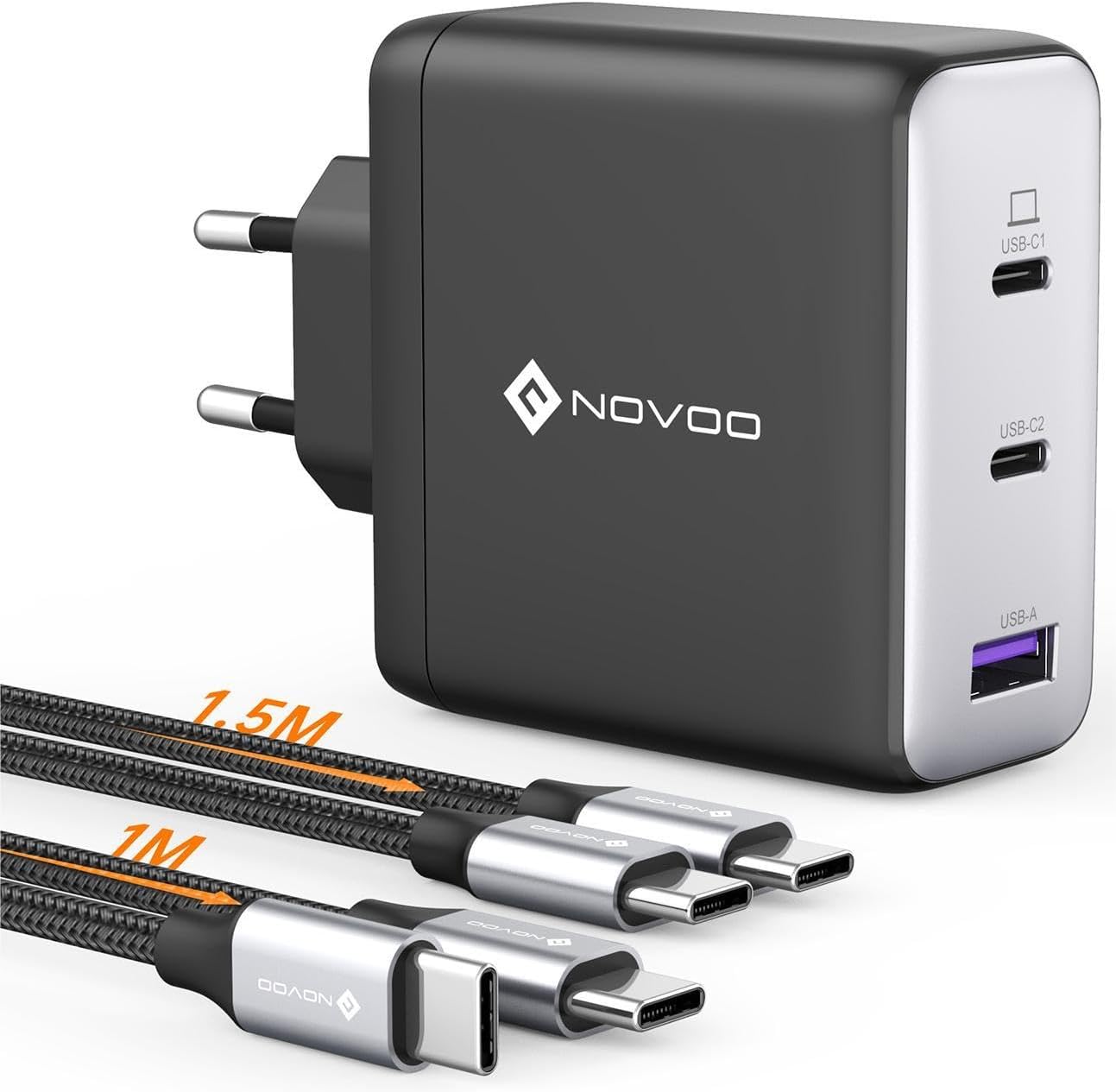 NOVOO 120 W USB C Charger GaN III 3-Port USB C Power Supply Quick ...
