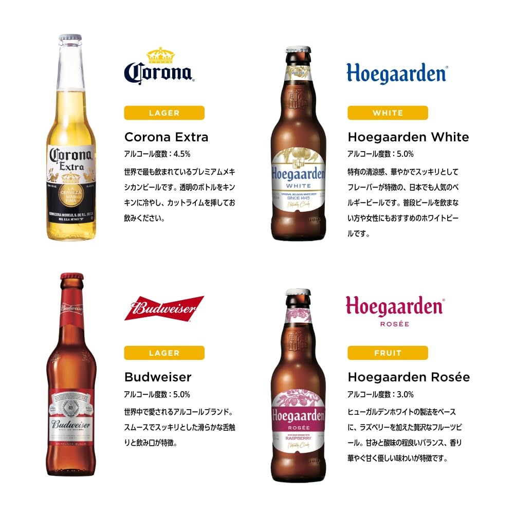 Amazon.co.jp: 海外ビール飲み比べ8本セット AB InBev [瓶 8本