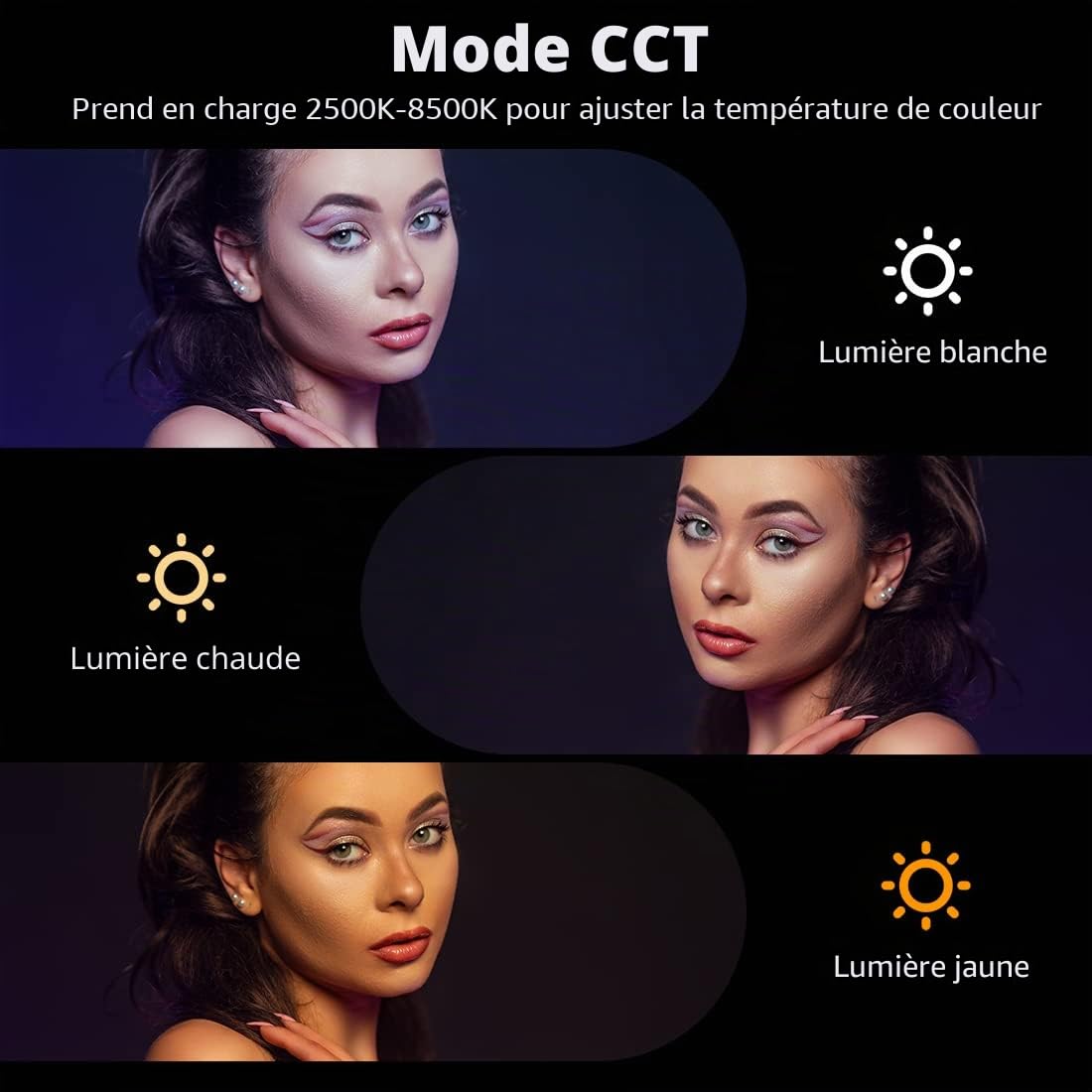 AMBITFUL Lumière tubulaire RVB A2 pleine couleur Ensemble de 2 lumières, CRI 95 TLCI 97 Couleur précise, 2500K-8500K réglable, mode RVB CCT HSI 29 Fx, prise en charge du contrôle d'application,(A2-K2)