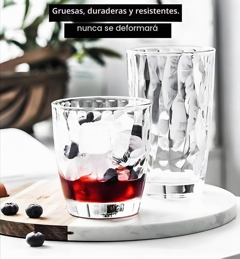[se siente como vidrio] 450 ml 8 piezas Anti - rotura Taza de plástico Sin BPA Se puede lavar con lavavajillas (transparente)
