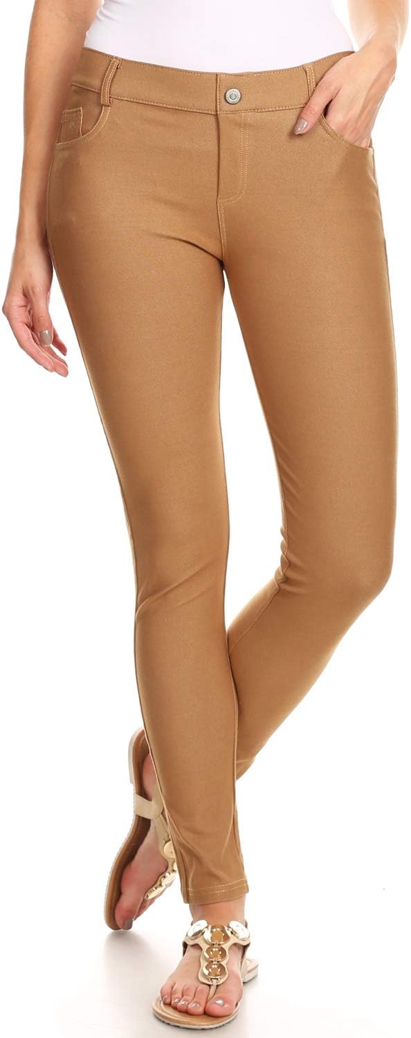 YELETE Women's Basic Five Pocket Stretch Jegging Tights Pants