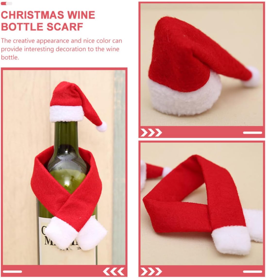 6 Sets Christmas Wine Bottle Cover Hat and Scarf Set Red Nonwoven | Decorative Holiday Accents, Easy to Store and Use, Lightweight Pieces for Dolls and Lollipop Covers
