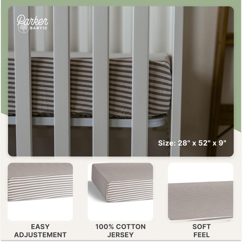 Parker Baby Soft & Durable Fitted Baby Crib Sheets | Snug Fit for Standard Crib Mattresses | Machine Washable, Fade-Resistant & Modern Nursery Designs