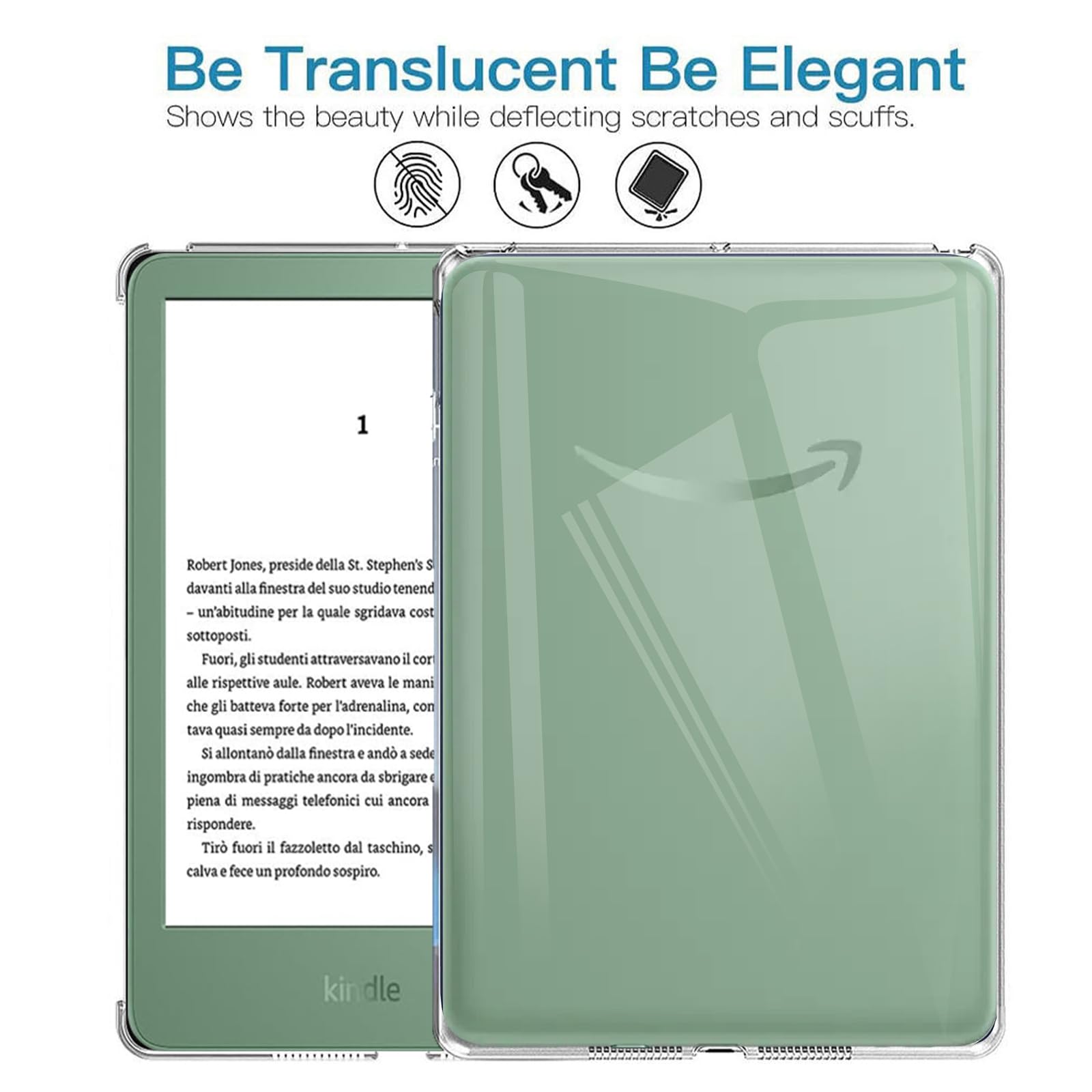 MEMELOKA Cover per Kindle 2024/2022 (6 Pollici) con 2 Pezzi Vetro Temperato, Custodia Silicone TPU Anti-Ingiallimento Trasparente