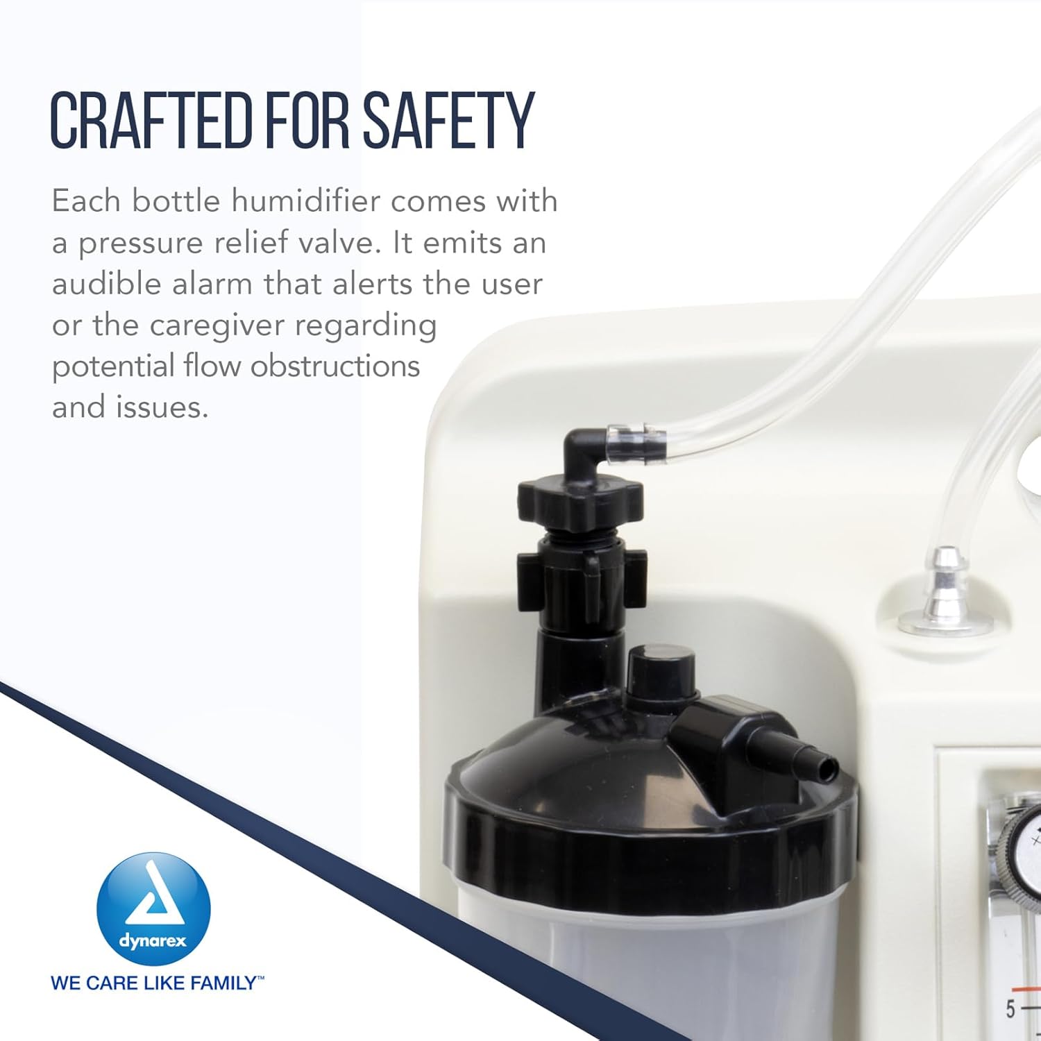 Dynarex 34221 Dry Bubble Humidifier Bottle for Concentrator, Transparent/Black, 400ml Capacity, Pack of 50