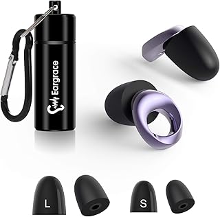 Ear Plugs for Sleeping, Eargrace SNR 32dB Noise Reduction Earplugs with Foam eartips, Hearing Protection Earplugs for Sleeping, Snoring, Travel, Studying, Work, Loud Events (Purple)