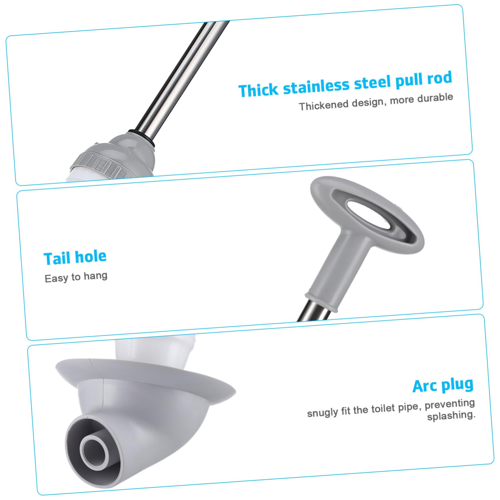 SHINEOFI Sturalavandini per WC a Pressione, Sblocco Rapido per Scarichi e Lavandini, Testa Curva, Struttura Robusta in Acciaio Inox e Pp, Bagno e Cucina