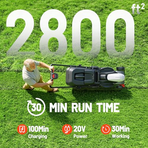 Image of Litheli 14 Inch Cordless Lawn Mower, Brushless Battery Powered Push Mower with 5.0Ah Battery, 5-Position Height, 9-Gallon Bag, Lightweight Grass Cutter for Small to Mid-Sized Yards