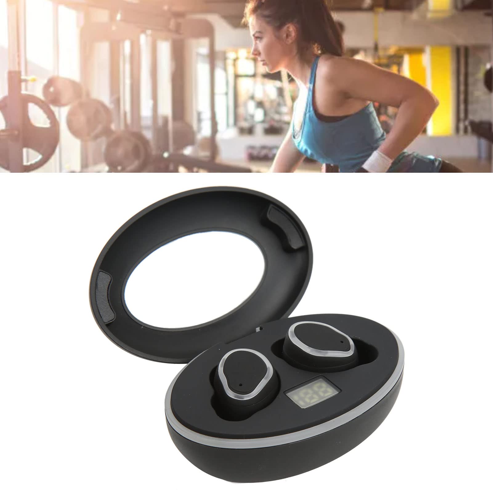 Auricolari Bluetooth sportivi, senza fili, con cancellazione del rumore dei bassi, per palestra e attività all'aperto, materiale ABS, 2 unità