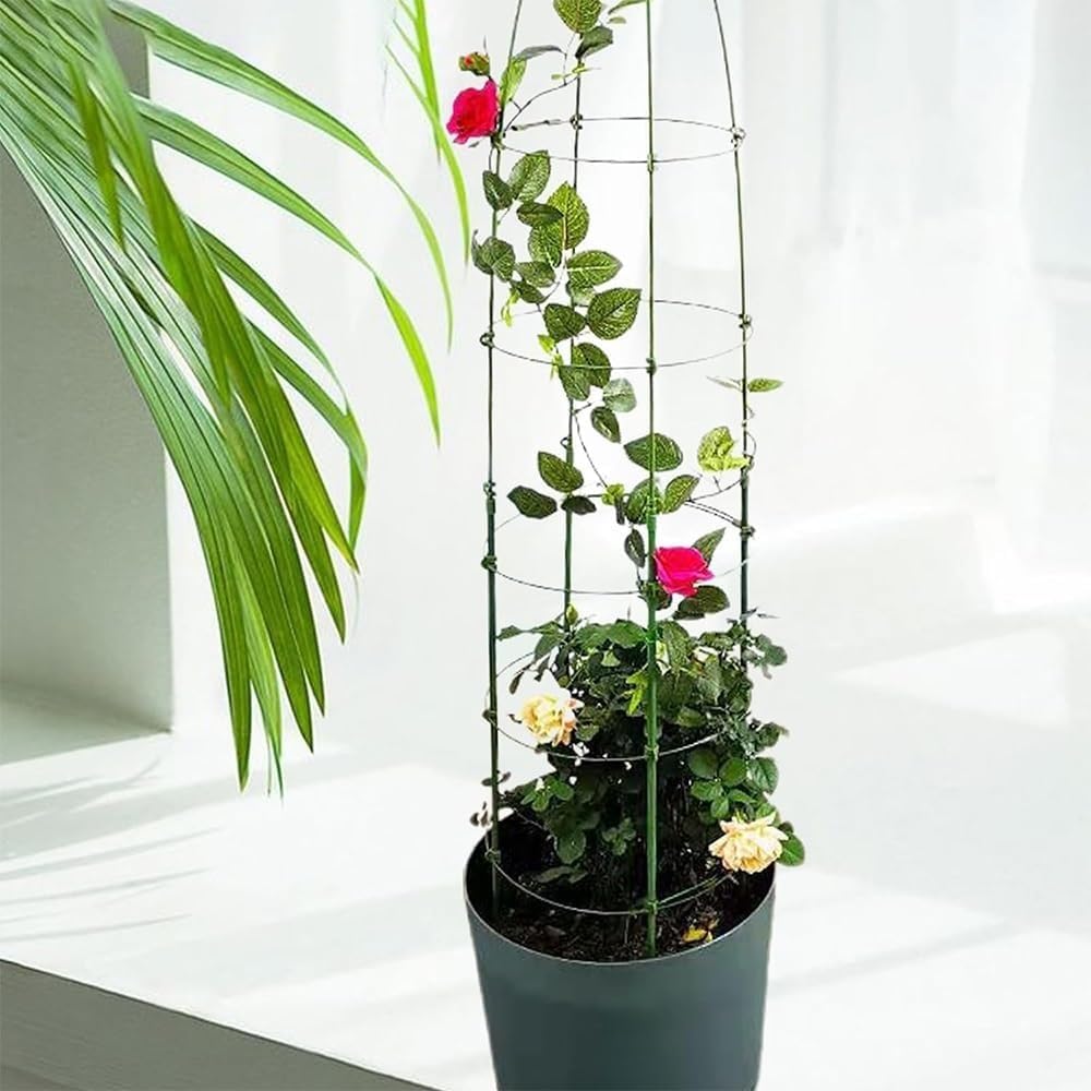 Tomatenkäfig | Großes Pflanzen Rankhilfe | Rankhilfe Obelisk Metal | Pflanzenstütze Obelisk Klettergerüst Spalier| Rankhilfe for Rosen, Kletterpflanzen| Pflanzen,Tomaten,Rosen, Schwarz(31.7x115cm/12.5