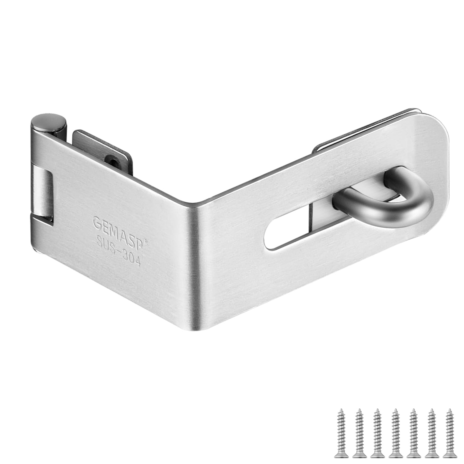 GEMASP Hasp Latch, 90 Degree Solid 304 Stainless Steel File Cabinet Lock Desk GEMASP Drawer Lock, Safe Security Padlock Latch Hasp Lock for Personal Privacy (Large)