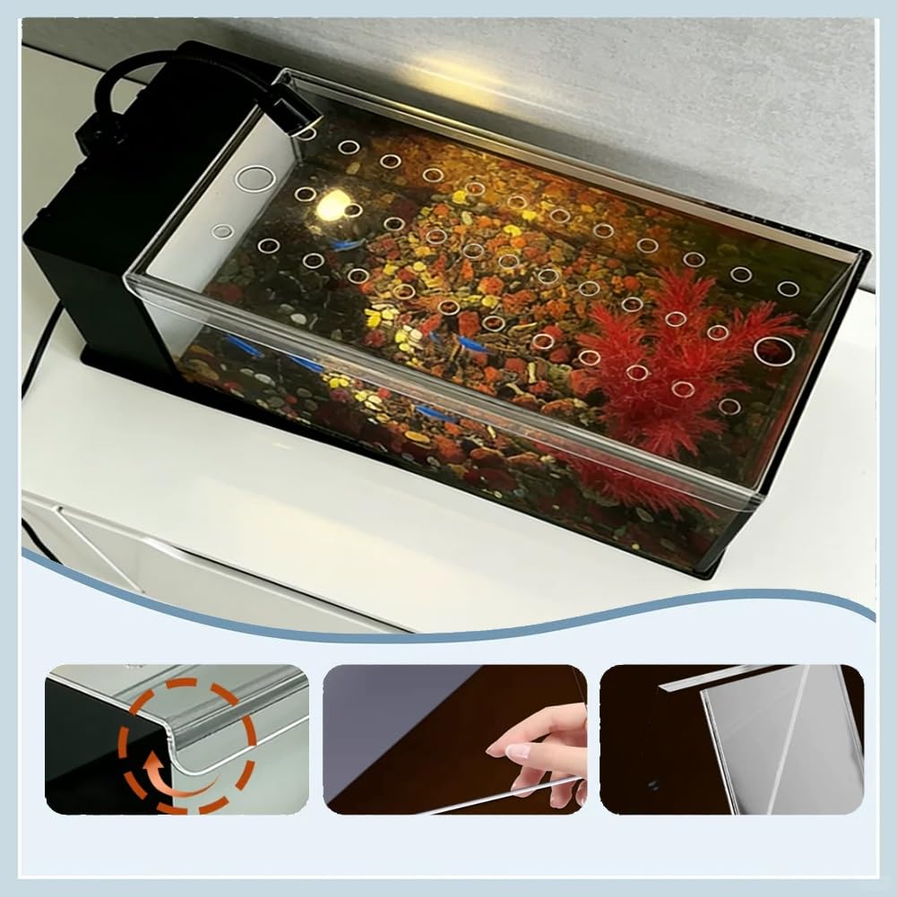 Coperchio per acquario, copertura in acrilico trasparente per evitare che i pesci saltino e graffi del gatto, ideale per acquari rettangolari in vetro e acquari tartarughe, design traspirante